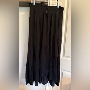 WHBM Elegant Black Vintage Layered Maxi Skirt